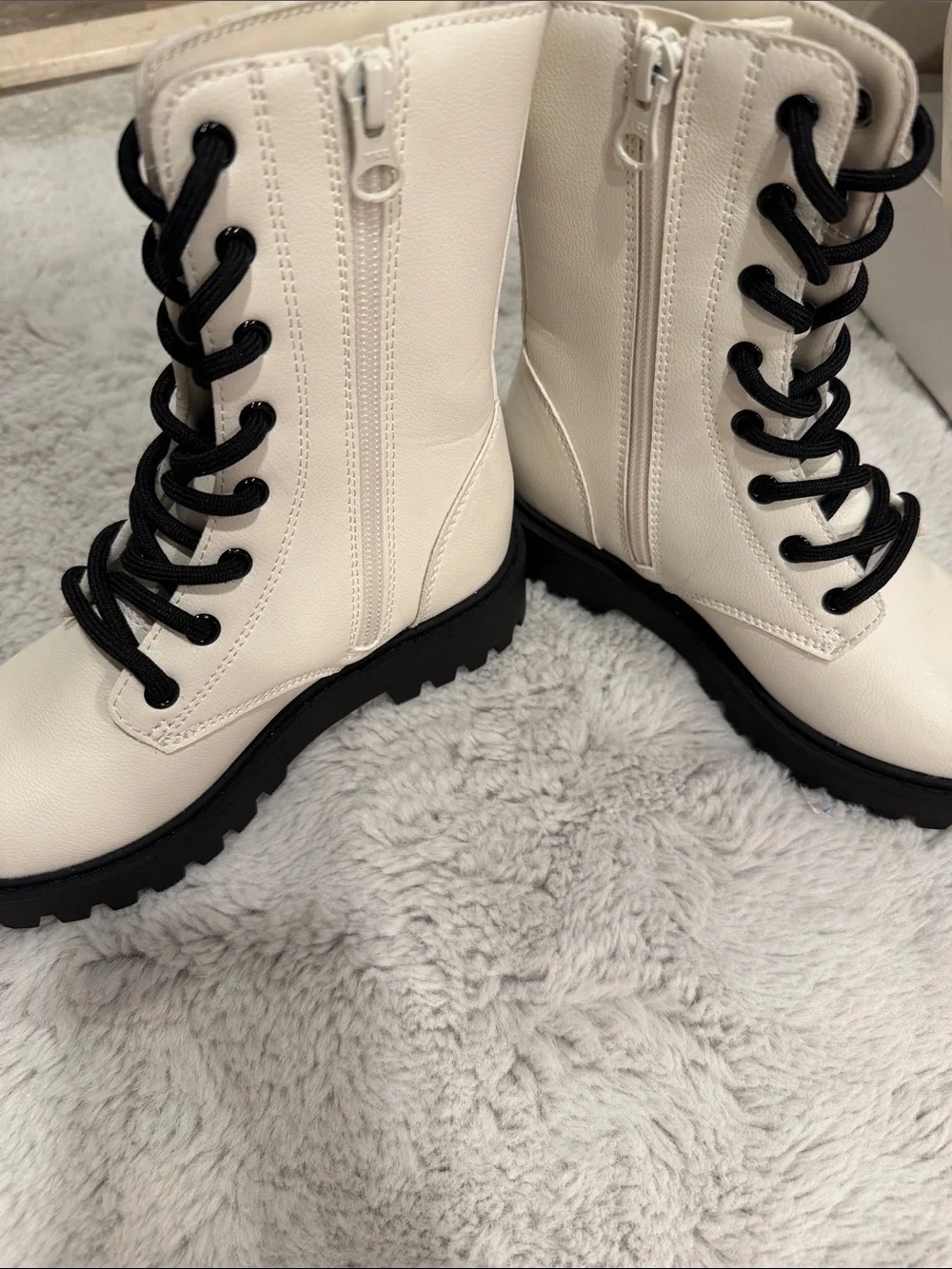 Cream Lace-Up Boots -art class girls 13